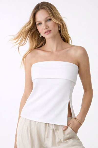 HAKKE Straplez Yaka Yandan Fermuarlı BLUZ