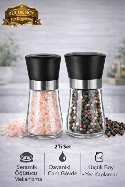 Berdina Home 2'li Seramik Bıçaklı Öğütücü Karabiber Tuzluk Değirmeni Orta Boy...