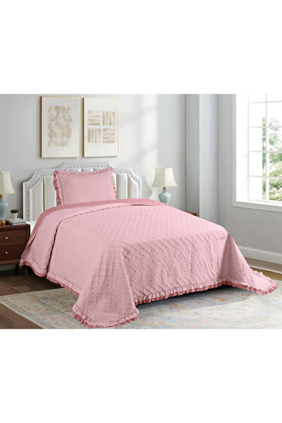 GOBLETTE HOME طقم غطاء سرير مبطن مكشكش من سلسلة سارة لشخص واحد - 5 ألوان