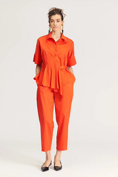 BİZE Kısa Kollu Anvelop Gömlek - Scarlet