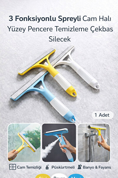Hayveys 3 fonksiyonlu Spreyli Cam Halı Yüzey Pencere Temizleme Çekbas Silecek