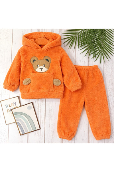 Bebelul Set pufos hanorac si pantaloni Welsoft - Orange