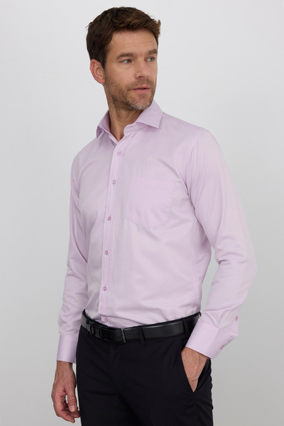 Tudors Klasik Fit Rahat Kesim Pamuklu Düz Erkek Pembe Gömlek