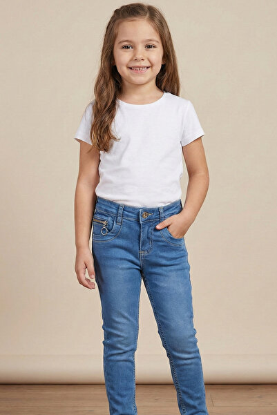 Mutlu Kids Blugi pentru fete cu fermoar buzunar fericit