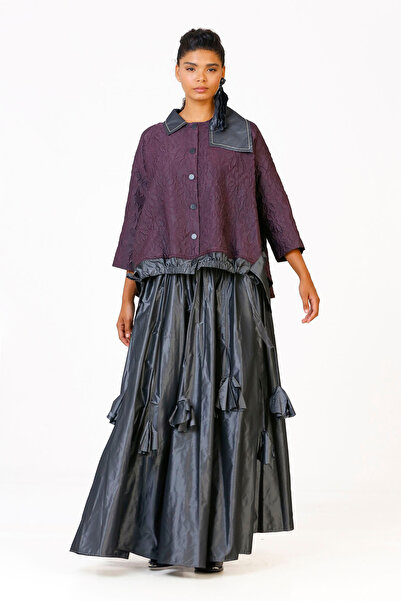 BİZE Çiçek Baskılı Çift Renk Ceket