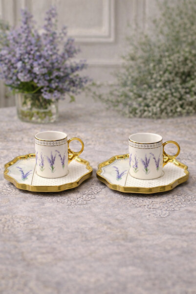 YzHome Turkish Coffee Cup Set for 2 People - Porcelain Coffee Cup with Gilded...