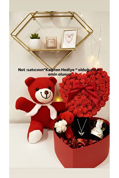 elovya Sevgiliye hediye aekadaşa hediye özel kırmızı kalpli hediye kutusu