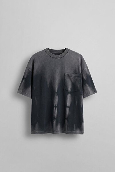 ablukaonline Erkek Yıkama Efektli Oversize T-Shirt Siyah