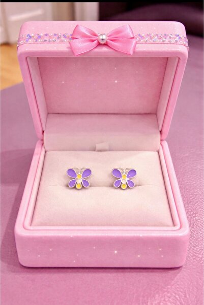 MİRAÇ GÜMÜŞ TAKI ATÖLYEM 925 ayar gümüş kelebekli çocuk küpesi