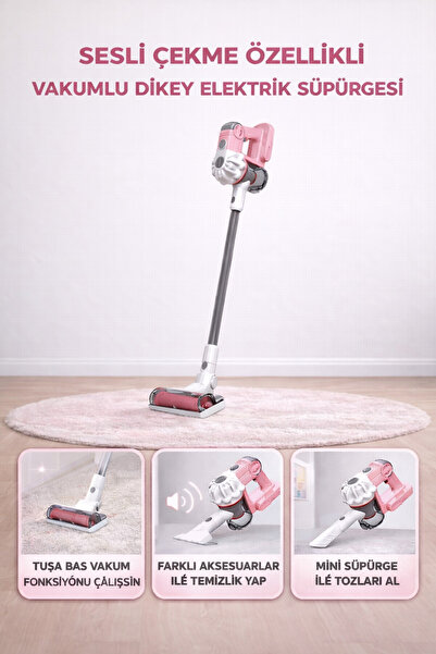 YILDIRIM OYUNCAK Pilli Sesli  Model Çekme Özellikli Dikey Süpürge 75 cm-Vakum...