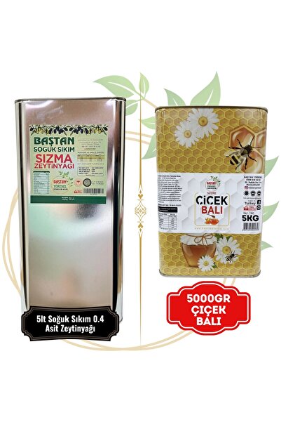 Baştan Yöresel 5litre Zeytinyağı Ve 5kg Bozdağ Çiçek Balı
