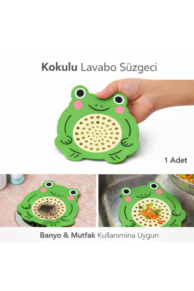 Hayveys Sevimli Kurbağa Süzgeçli Kokulu Banyo,Mutfak,Lavabo Gider Kapatıcı Ka...