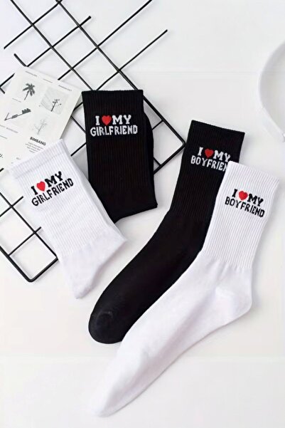 Hitit Socks Unisex 4 Çift Sevgili Çorabı Hediyelik Günlük Kullanıma Uygun Uzu...