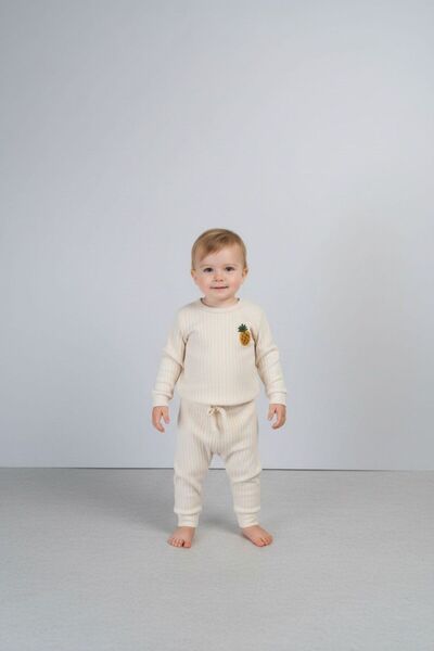 Bondberro Pineapple Embroidered Baby and Child Top and Bottom Set 100% Cotton