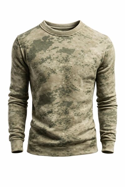 SINGLE SWORD Ανδρικό χειμερινό φλις πουλόβερ με σχέδιο παραλλαγής