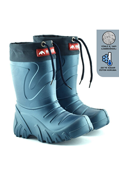 Lemigo Grizzly Eva Çocuk Kürklü Lacivert Yağmur Çizmesi (835)