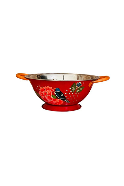 DEDEMİN EMAYELERİ El Boyama Süzgeç Kirmizi Kuş