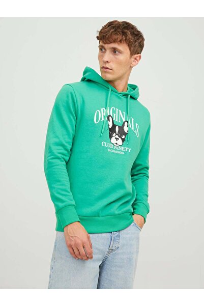 Jack & Jones Jack Jones Beware Sweat Hood Fst Erkek Yeşil Sweatshirt 12244219-21