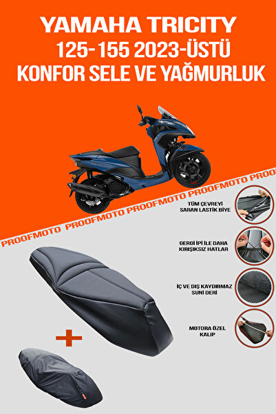 PROOFMOTO غطاء مقعد مريح وغطاء واقي من المطر متوافق مع دراجة ياماها تريسيتي 1...