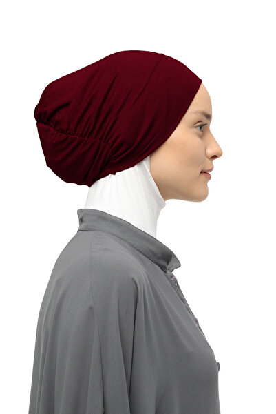 Altobeh Готова практична еластична хустка для голови бордового кольору