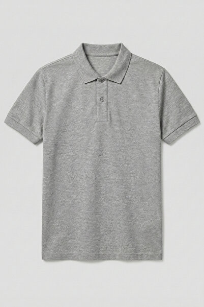 Çapıt 100% βαμβακερό μπλουζάκι με λαιμόκοψη γκρι μελανζ κοντό μανίκι κατάλληλ...