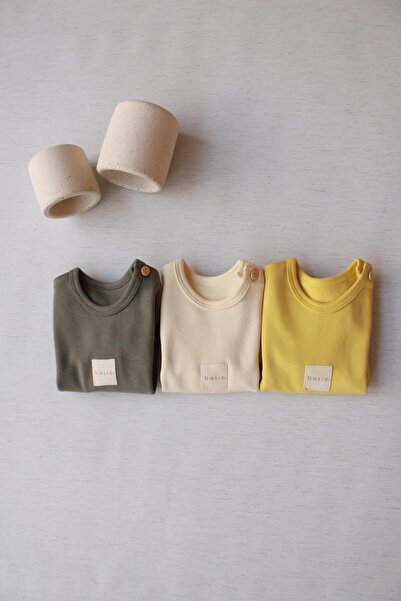 OhlalaKoala 3lü Basic Kısa Kollu Çıt Çıtlı Body Zıbın Model 8