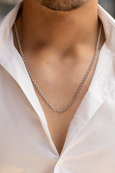 Uşaklıhafız 1945 14 Ayar Altın Beyaz Rolo Erkek Zincir Kolye