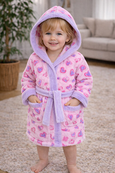 İQON رداء حمام للأطفال مصنوع من القطن بنسبة 100% بغطاء رأس - لون وردي (1.5 - ...