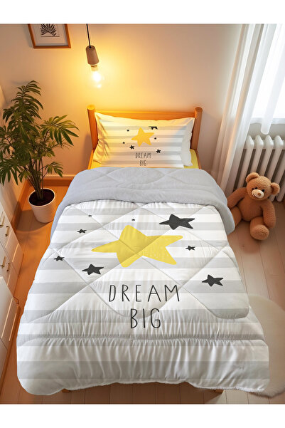 Evmila Σετ παπλωματοθήκης και ύπνου διπλής όψης Wellsoft με μοτίβο Yellow Sta...