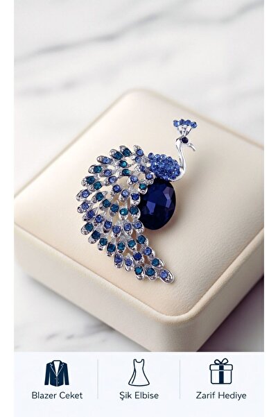 ERALLUX Zarif ve Şık Kristal Emaye Tavuz Kuşu Broş