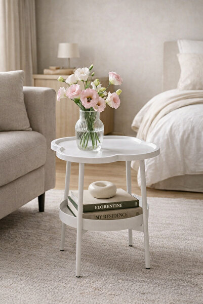 Golden Bark Modern Design Tea and Coffee Side Table with Lower Storage Shelf ...