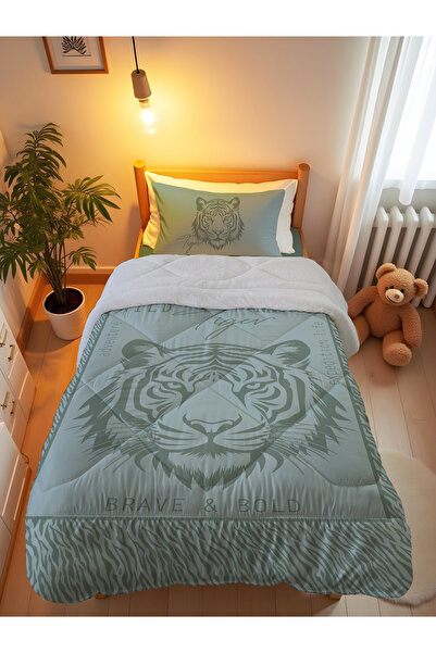 Evmila Πράσινο μοτίβο τίγρης Μονό σετ 160x220 εκ. Wellsoft διπλής όψης σιλικό...