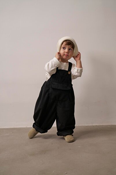 Oh La La Koala For Little Ones Μαύρη παιδική βελούδινη φόρμα για παιδιά