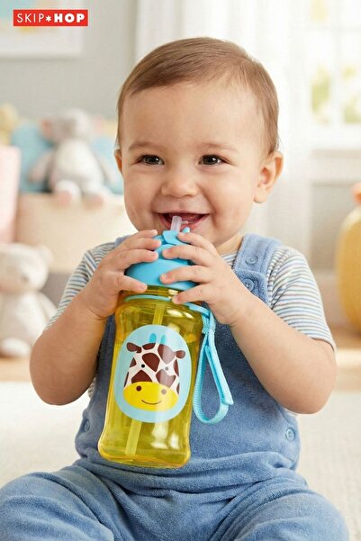 Skip Hop Tritan Water Bottle with Straw Giraffe