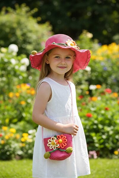 Aware Time مجموعة حقائب قبعة فيدورا للفتيات بعمر 3-8 سنوات مع إكسسوارات من القش