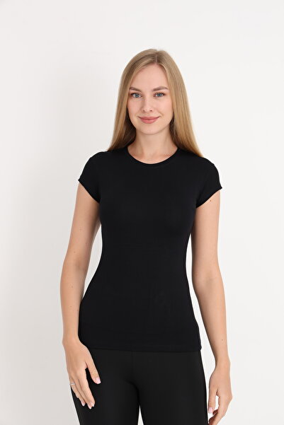 MissKATRE قميص نسائي نصف كم أسود من بادي