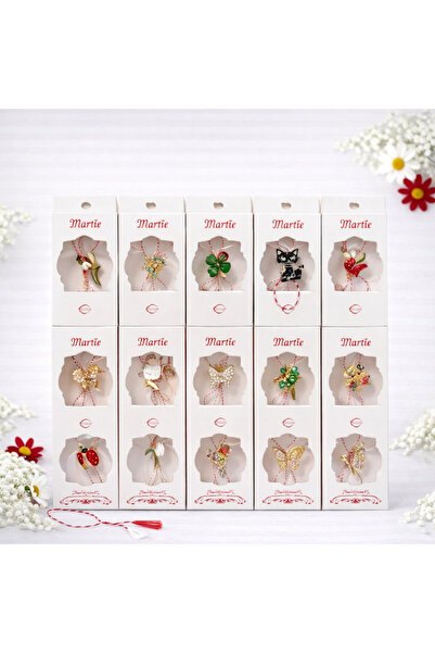 OEM Set de 30 broșe mărțișor, modele combinate, ambalate individual, 9x5cm