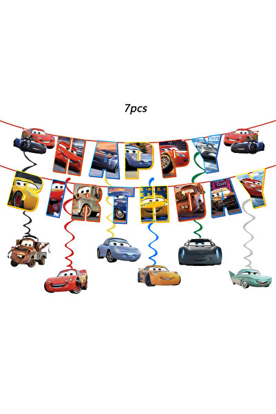 Miniso 7 قطع أو 13 قطعة من لوازم حفلات ديزني ماكوين، لافتة عيد ميلاد، زينة حل...