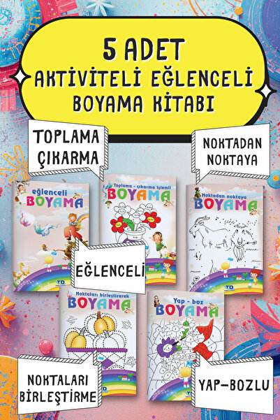 ETKİNLİKLİ BOYAMA KİTAPLARI 5'Lİ ETKİNLİK İLE BOYA