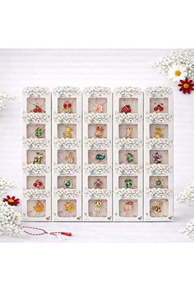 OEM Set of 50 Metal Martisor Brooches with Traditional Cord, 6x1x5.5 cm