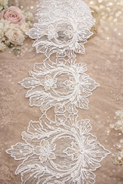 Esteks Dantel ve Tekstil Aksesuarları Γαλλική Δαντέλα Γκιπούρ Κρέμα 1 μέτρο