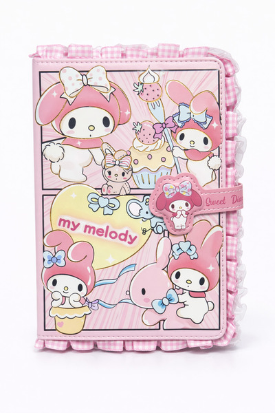 synshop My Melody Magnetic Soft Leather Ruffle Ribbon Planner Memory Diary No...
