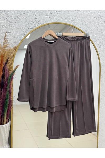 BENAHOLL Yonca Sides Slit piped Pant Suit-Nl764 Coffee