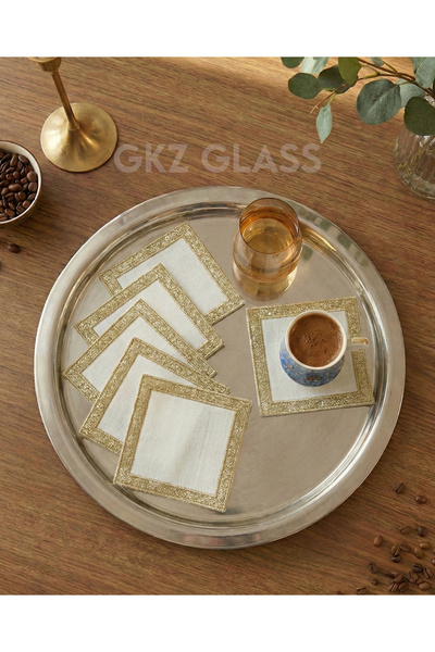 gkzglass home dekor 6 قطع من مناديل الكوكتيل المطرزة على قماش الكتان وفوط تقد...