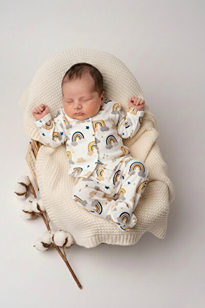 Minoliva Luna Unisex Bebek Bulut Baskılı Kendinden Eldivenli Patikli Organik ...
