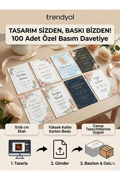 rprint 11x16 cm Kişiye Özel Davetiye Baskısı - Hazır tasarımını gönder bastır