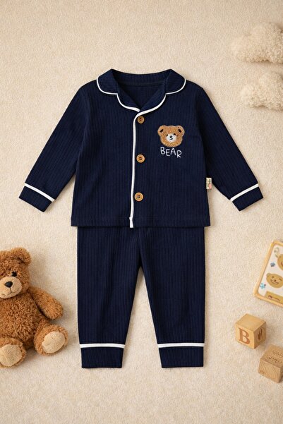 Luna Ayıcık Nakışlı Erkek Bebek Pijama