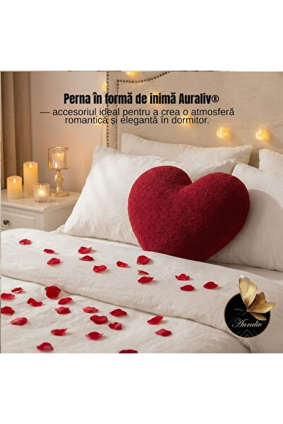 AURALIV ® Pernă în formă de inimă – Roșu 45×45 cm