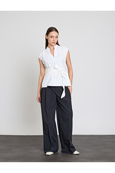 BGN workshop Cotton Mixed Sus Dikisli Belted Sleeveless Blouse