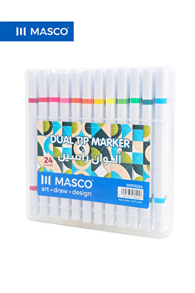 MASCO Dual Tip Marker Set, 24 Colors, Brush & Fine Tip, Quick-Dry Premium Ink...